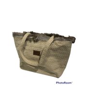 Quilted Chevron Tote Bag - Latte